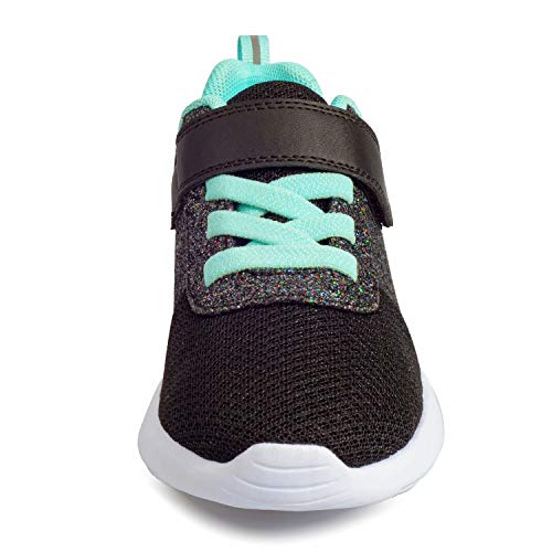 Mädchen Schuhe Kinder Turnschuhe Glitzer Sportschuhe Laufschuhe Hallenschuhe Sneakers Klettverschluss Tennisschuhe Festliche für Jugendliche,31.5 EU,Schwarz