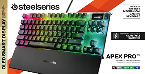 SteelSeries Apex 3 RGB Gaming Keyboard – 10-Zone RGB Illumination – IP32 Water Resistant – Premium Magnetic Wrist Rest (Whisper Quiet Gaming Switch)