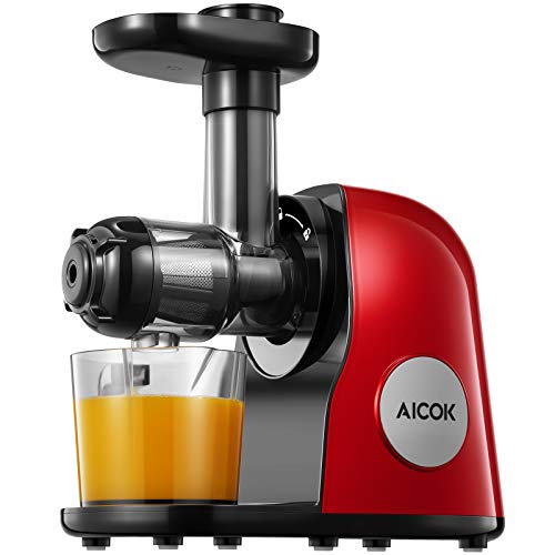 Juicer Machines, Aicok Slow Masticating Juicer Extractor Easy to Clean, Quiet Motor & Reverse Function, BPA-Free, Cold Press Juicer with Brush, Juice Recipes for Vegetables and Fruits, Classic Black