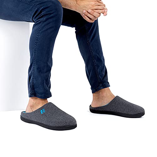 RockDove Men's Original Two-Tone Memory Foam Slipper, Size 10/11 UK Men, Dark Grey and Blue