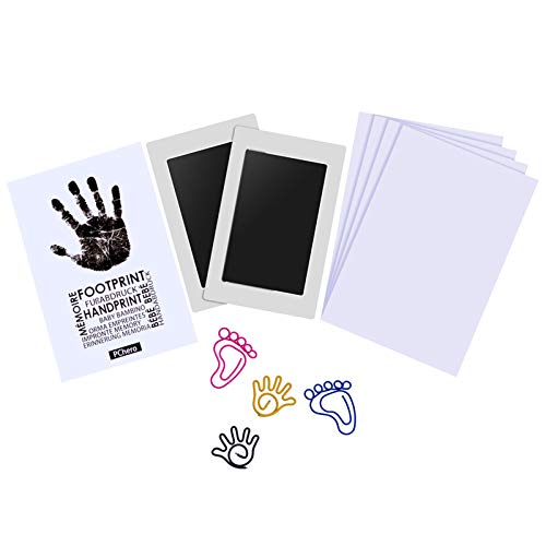 PChero 2 Packs Safety Baby Handprint and Footprint Ink Pad Kit, Non-Toxic and Clean-Touch, Uses for Family Keepsake Baby Shower Gift and Registry (Medium Size for 0-6 Months)