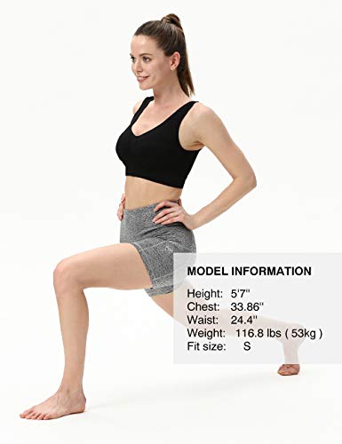 ALONG FIT Yoga Shorts for Women High Waisted Running Yoga Shorts with Pockets 2 Pack