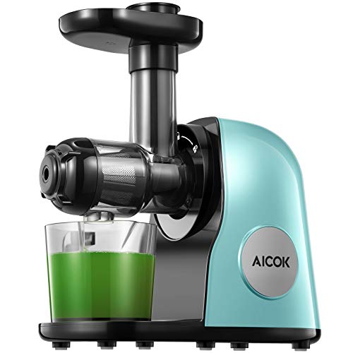 Juicer Machines, Aicok Slow Masticating Juicer Extractor Easy to Clean, Quiet Motor & Reverse Function, BPA-Free, Cold Press Juicer with Brush, Juice Recipes for Vegetables and Fruits, Classic Black