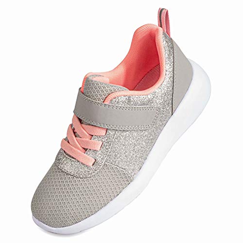 Mädchen Schuhe Kinder Turnschuhe Glitzer Sportschuhe Laufschuhe Hallenschuhe Sneakers Klettverschluss Tennisschuhe Festliche für Jugendliche,31.5 EU,Schwarz