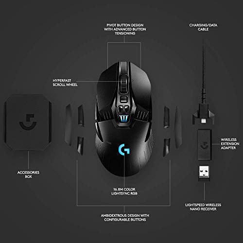 Logitech G935 Wireless DTS:X 7.1 Surround Sound LIGHTSYNC RGB PC Gaming Headset - Black/Blue