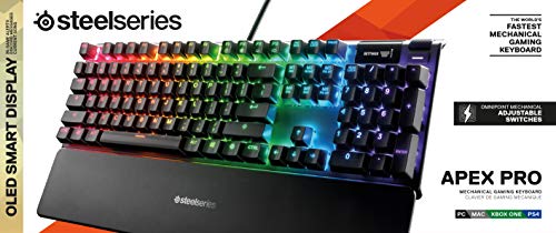 SteelSeries Apex 3 RGB Gaming Keyboard – 10-Zone RGB Illumination – IP32 Water Resistant – Premium Magnetic Wrist Rest (Whisper Quiet Gaming Switch)