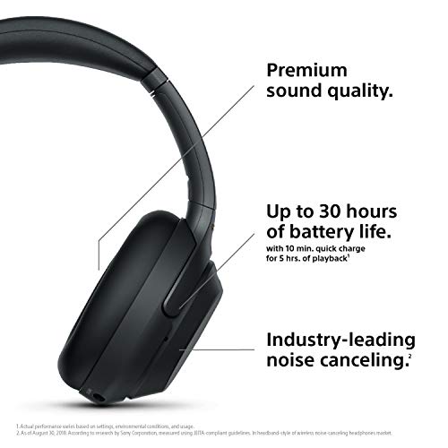 Sony WH-1000XM4 Wireless Industry Leading Noise Canceling Overhead Headphones, Black, One Size (WH1000XM4/B)