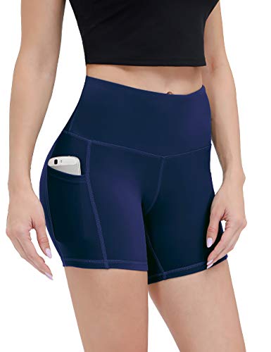 ALONG FIT Yoga Shorts for Women High Waisted Running Yoga Shorts with Pockets 2 Pack