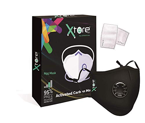 Xtore® N-95 / PM2.5 Ultra Comfortable Anti Pollution Mask | FDA CE Certified | Premium Quality | Washable - (Pack of 1 mask, 2 filters)