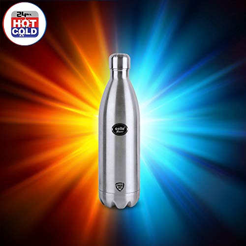 Cello Swift Stainless Steel Double Walled Flask, Hot and Cold, 1000ml, 1pc, Silver