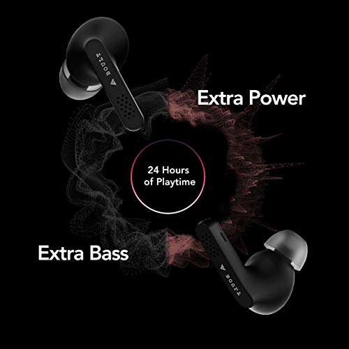 Boult Audio AirBass Propods True Wireless in-Ear Earphones with 24H Total Playtime, Touch Controls, Type-C Fast Charging, IPX5 Sweatproof, Low Latency for Gaming (Black)