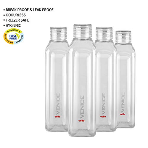 Cello Venice Plastic Bottle Set, 1 Litre, Set of 5, Assorted