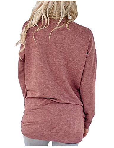 ELF QUEEN Womens Kangaroo Pocket Pull Over T Shirt Round Neck Big Pocket Tunic Leisure Spring Top Purple Medium