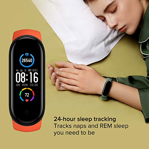 Mi Smart Band 5 – India’s No. 1 Fitness Band, 1.1 inch (2.8 cm) AMOLED Color Display, Magnetic Charging, 2 Weeks Battery Life, Personal Activity Intelligence (PAI), Women’s Health Tracking