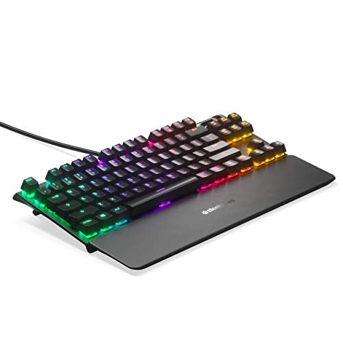 SteelSeries Apex 3 RGB Gaming Keyboard – 10-Zone RGB Illumination – IP32 Water Resistant – Premium Magnetic Wrist Rest (Whisper Quiet Gaming Switch)