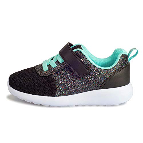 Mädchen Schuhe Kinder Turnschuhe Glitzer Sportschuhe Laufschuhe Hallenschuhe Sneakers Klettverschluss Tennisschuhe Festliche für Jugendliche,31.5 EU,Schwarz