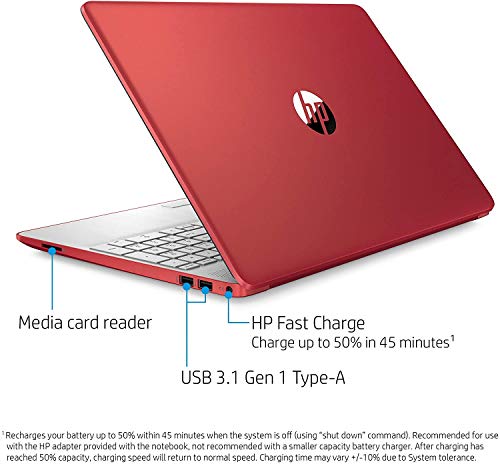 2021 Newest HP 15 15.6” HD Display Laptop Notebook, Intel Pentium Gold 6405U 2.4 GHz, 8GB DDR4 RAM, 128GB SSD, HDMI, USB-C, WiFi, Webcam, Win10, Scarlet Red +AllyFlex Mousepad, Online Class Ready