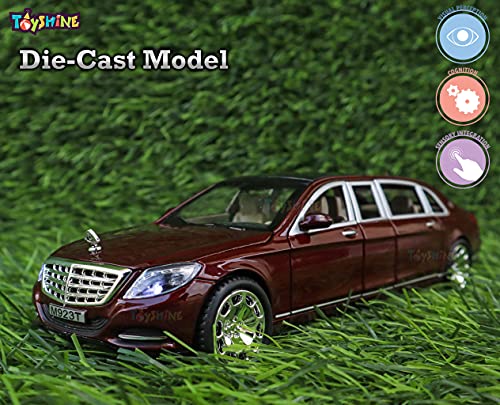 Toyshine 1:24 Metal Die Cast Maybach, Opening Doors, Vehicle Toy Car, 8 Inches, Music and Lights, Brown