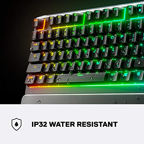 SteelSeries Apex 3 RGB Gaming Keyboard – 10-Zone RGB Illumination – IP32 Water Resistant – Premium Magnetic Wrist Rest (Whisper Quiet Gaming Switch)