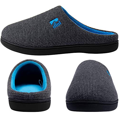 RockDove Men's Original Two-Tone Memory Foam Slipper, Size 10/11 UK Men, Dark Grey and Blue