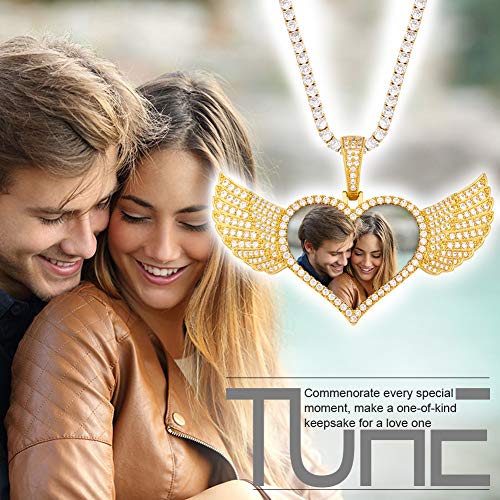 TUHE Personalized Picture/Photo Pendant Necklace Women Men Hip Hop Jewelry Heart-Shaped Custom Memory Medallion Necklace Gold Silver Rope Chain