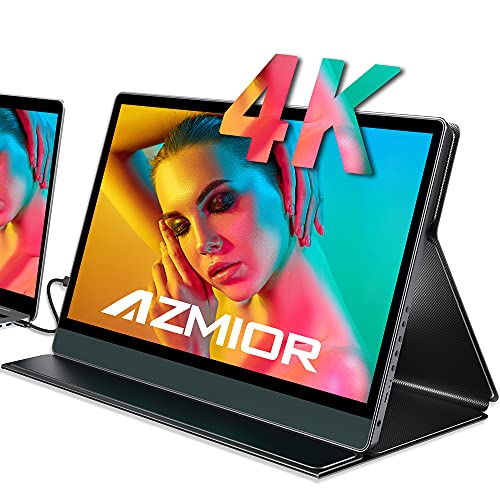 4K Portable Monitor 13.3 inch - AZMIOR UHD 3840x2160 100% sRGB IPS HDR Freesync Gaming Travel Monitor with Dual USB C Mini HDMI Micro USB OTG for Laptop PC Mac Phone PS4 Xbox Switch Raspberry Pi