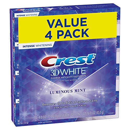 Crest 3D White Toothpaste Radiant Mint (3 Count of 4.1 oz Tubes), 12.3 oz (Packaging May Vary)