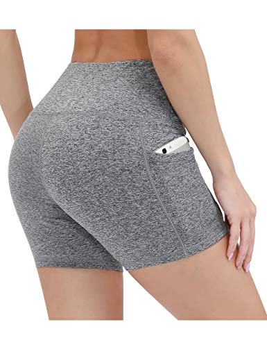 ALONG FIT Yoga Shorts for Women High Waisted Running Yoga Shorts with Pockets 2 Pack