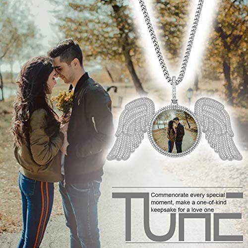 TUHE Personalized Picture/Photo Pendant Necklace Women Men Hip Hop Jewelry Heart-Shaped Custom Memory Medallion Necklace Gold Silver Rope Chain