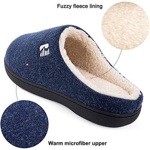 RockDove Men's Original Two-Tone Memory Foam Slipper, Size 10/11 UK Men, Dark Grey and Blue