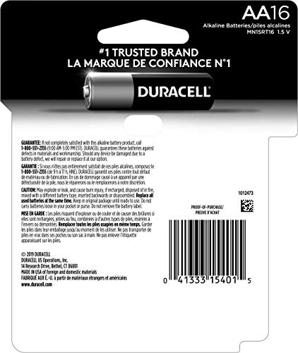 Duracell - CopperTop AA Alkaline Batteries - Long Lasting, All-Purpose Double A battery for Household and Business - 16 Count