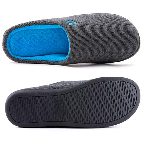 RockDove Men's Original Two-Tone Memory Foam Slipper, Size 10/11 UK Men, Dark Grey and Blue