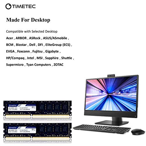 Timetec Hynix IC 16GB Kit (2x8GB) DDR3 1333MHz PC3-10600 Unbuffered Non-ECC 1.5V CL9 2Rx8 Dual Rank 240 Pin UDIMM Desktop Memory Ram Module Upgrade (16GB Kit (2x8GB))