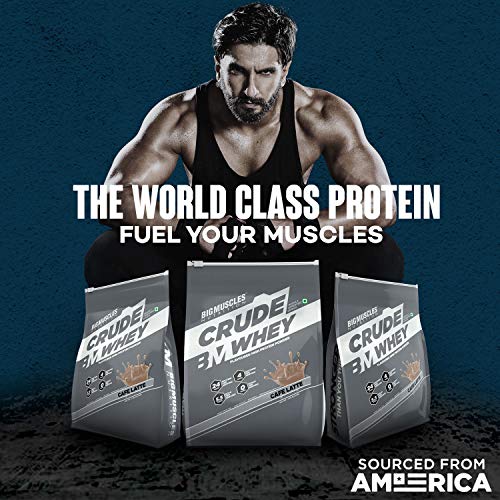 Bigmuscles Nutrition Crude Whey - 1 kg (Rich Chocolate), Whey Protein Concentrate 80%, 24g Protein, 5.5g BCAA, 4 g Glutamine