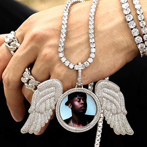 TUHE Personalized Picture/Photo Pendant Necklace Women Men Hip Hop Jewelry Heart-Shaped Custom Memory Medallion Necklace Gold Silver Rope Chain