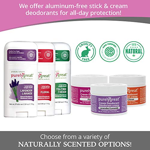 Purelygreat Women’s Natural Deodorant | Aluminum Free Deodorizer | Long Lasting Deodorant Cream | EWG Verified, Vegan, Cruelty-Free, No Aluminum, No Parabens, BPA Free | Essential Oils (Citrus)