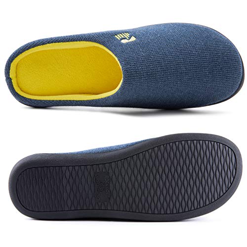 RockDove Men's Original Two-Tone Memory Foam Slipper, Size 10/11 UK Men, Dark Grey and Blue