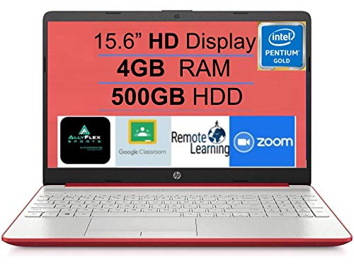 2021 Newest HP 15 15.6” HD Display Laptop Notebook, Intel Pentium Gold 6405U 2.4 GHz, 8GB DDR4 RAM, 128GB SSD, HDMI, USB-C, WiFi, Webcam, Win10, Scarlet Red +AllyFlex Mousepad, Online Class Ready