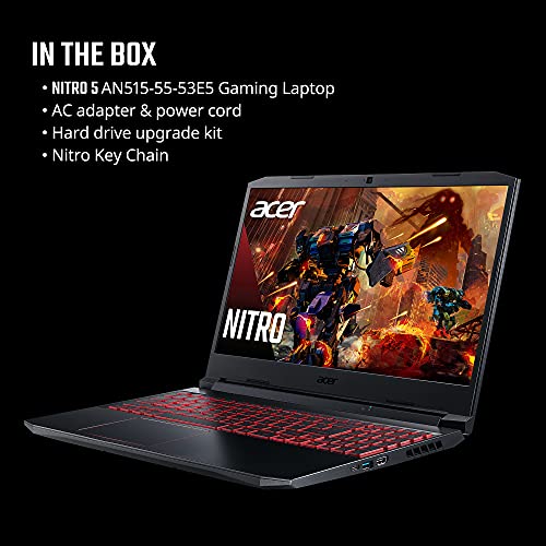 Acer Nitro 5 Gaming Laptop, 9th Gen Intel Core i5-9300H, NVIDIA GeForce GTX 1650, 15.6" Full HD IPS Display, 8GB DDR4, 256GB NVMe SSD, Wi-Fi 6, Backlit Keyboard, Alexa Built-in, AN515-54-5812