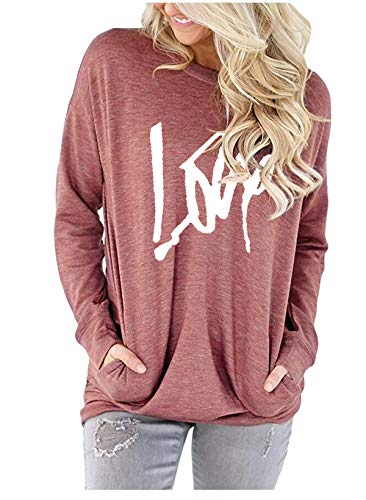 ELF QUEEN Womens Kangaroo Pocket Pull Over T Shirt Round Neck Big Pocket Tunic Leisure Spring Top Purple Medium