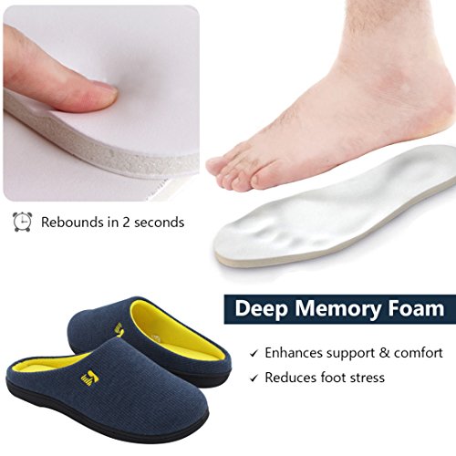 RockDove Men's Original Two-Tone Memory Foam Slipper, Size 10/11 UK Men, Dark Grey and Blue