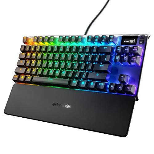 SteelSeries Apex 3 RGB Gaming Keyboard – 10-Zone RGB Illumination – IP32 Water Resistant – Premium Magnetic Wrist Rest (Whisper Quiet Gaming Switch)