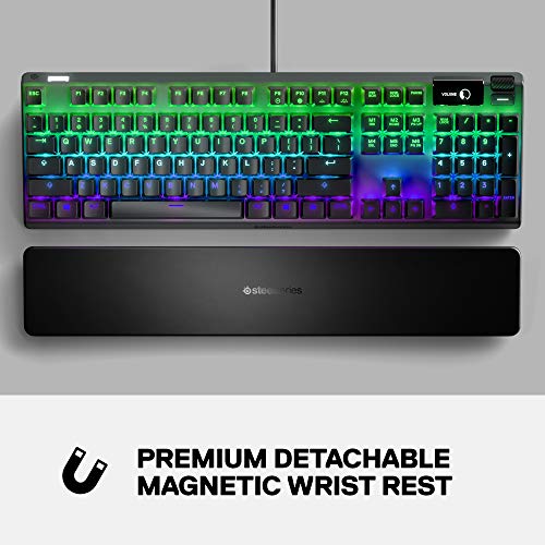 SteelSeries Apex 3 RGB Gaming Keyboard – 10-Zone RGB Illumination – IP32 Water Resistant – Premium Magnetic Wrist Rest (Whisper Quiet Gaming Switch)