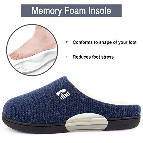 RockDove Men's Original Two-Tone Memory Foam Slipper, Size 10/11 UK Men, Dark Grey and Blue