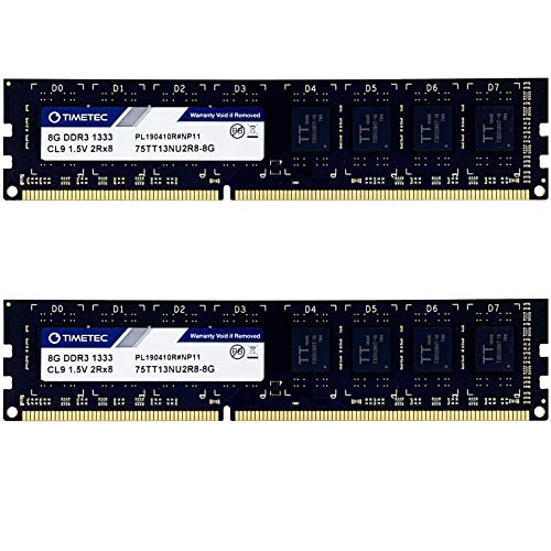 Timetec Hynix IC 16GB Kit (2x8GB) DDR3 1333MHz PC3-10600 Unbuffered Non-ECC 1.5V CL9 2Rx8 Dual Rank 240 Pin UDIMM Desktop Memory Ram Module Upgrade (16GB Kit (2x8GB))