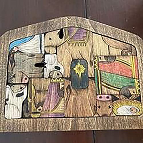 Nativity Puzzle with Wood Burned Design Wooden Jesus Puzzles Game for Adults and Kids Unique Shaped Pieces Gift Family Creative Game Toys Gift Challenging Educational Artwork Collection Puzzle