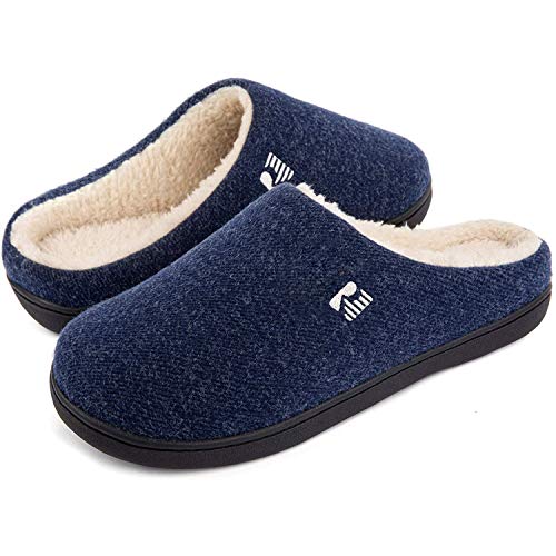 RockDove Men's Original Two-Tone Memory Foam Slipper, Size 10/11 UK Men, Dark Grey and Blue