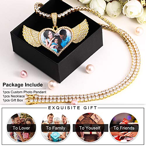 TUHE Personalized Picture/Photo Pendant Necklace Women Men Hip Hop Jewelry Heart-Shaped Custom Memory Medallion Necklace Gold Silver Rope Chain