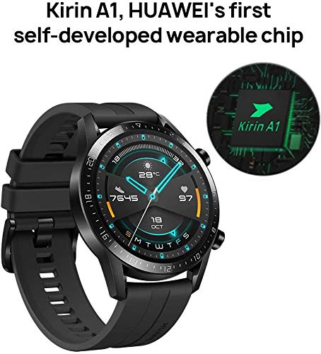 HUAWEI Watch GT 2 smart watch - 2-Week Battery , Bluetooth, Sport GPS, Fitness Workout Modes, spO2 Oxygen Saturation Detection, Heart Rate Tracker, Sleep Tracker, Water Resistant, 46mm strap