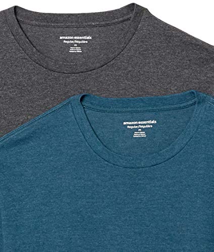 Amazon Essentials Men's 2-Pack Regular-Fit Short-Sleeve Crewneck T-Shirt, navy heather, Medium